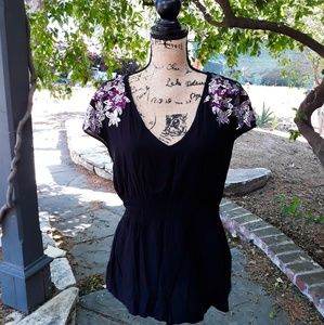 H&M Sequin Floral Blouse